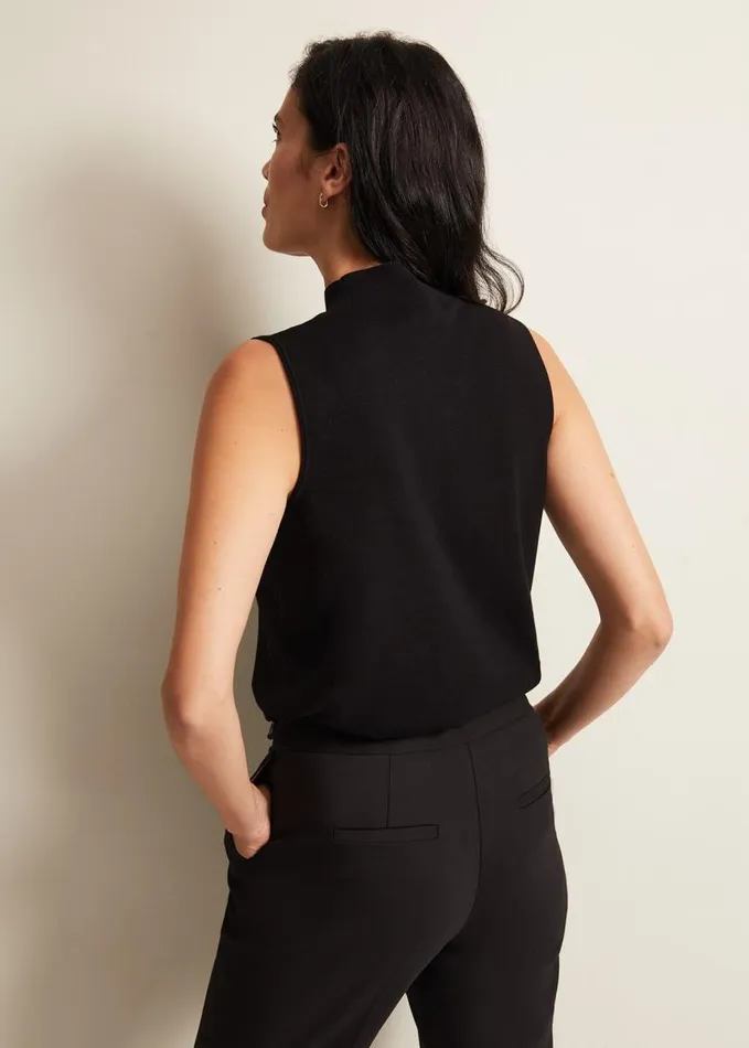 Phase Eight Miley Sleevless Funnel Neck Tank Black Women Knitwear