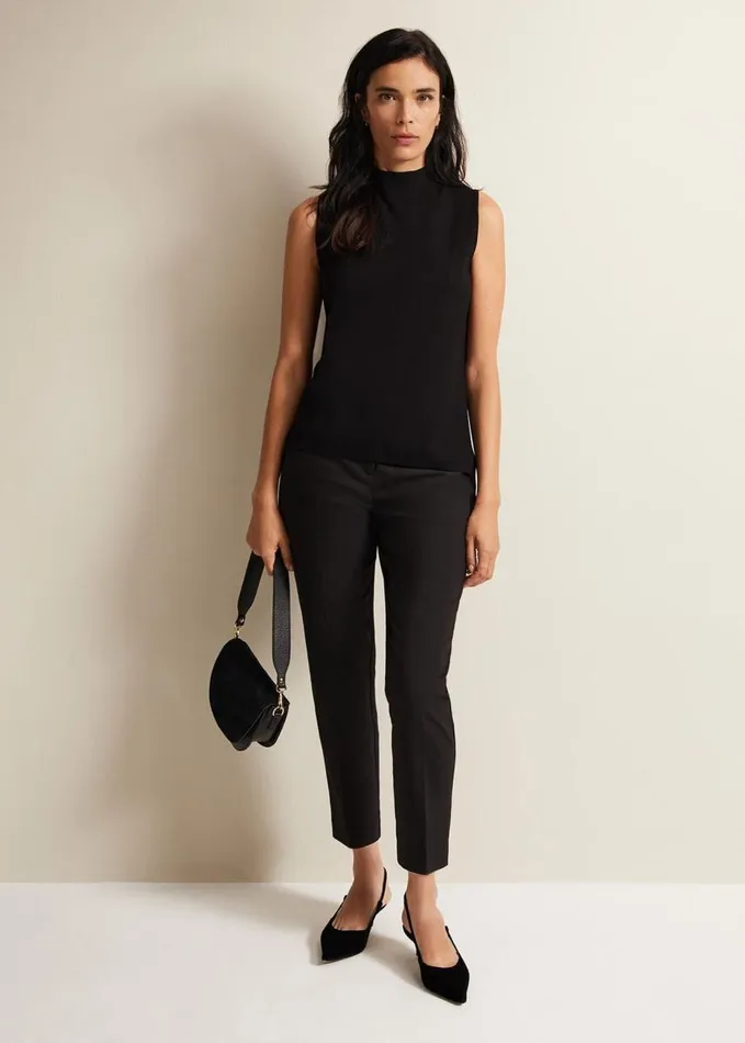 Phase Eight Miley Sleevless Funnel Neck Tank Black Women Knitwear