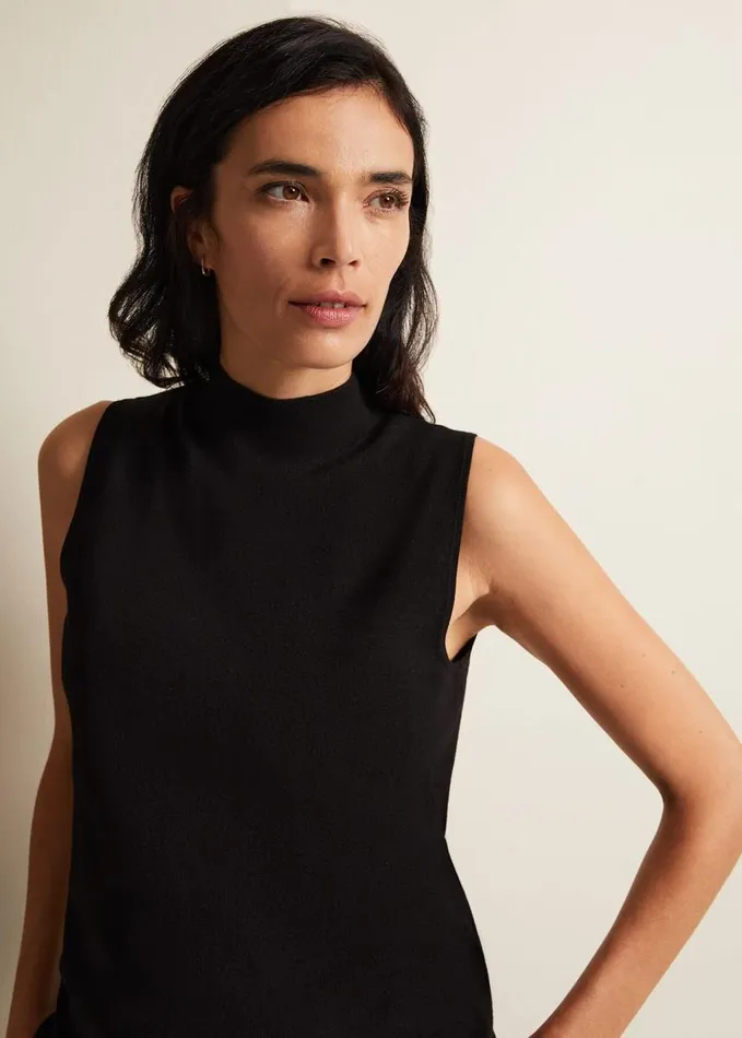 Phase Eight Miley Sleevless Funnel Neck Tank Black Women Knitwear