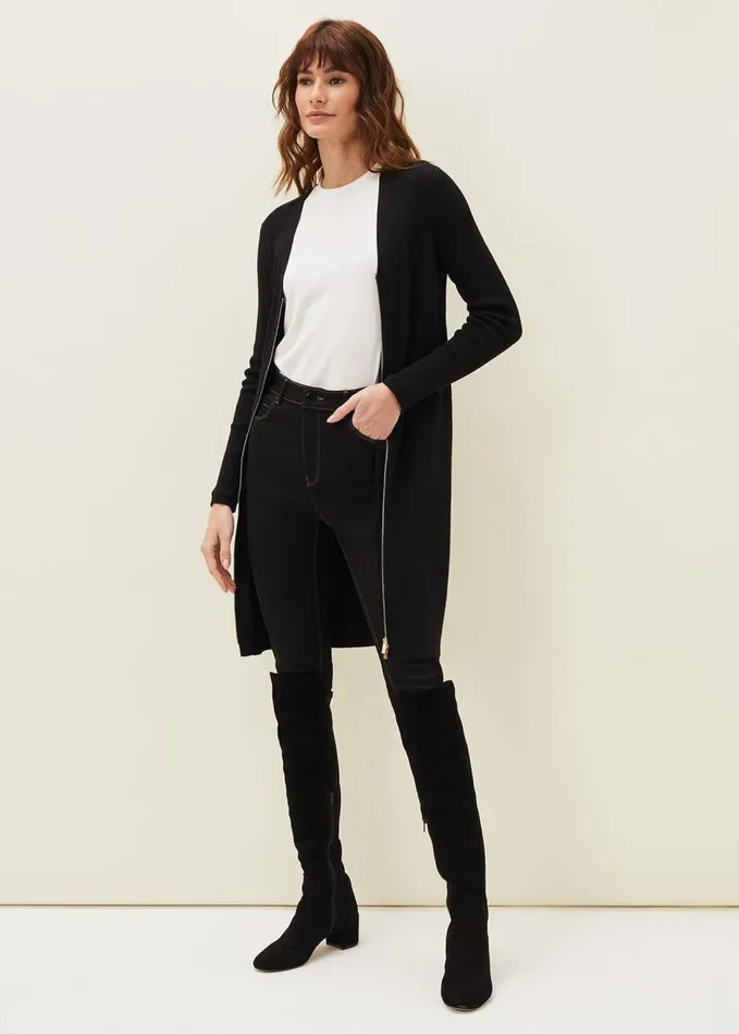 Phase Eight Milla Multiway Zip Ribbed Tunic Dress Black Women Dresses