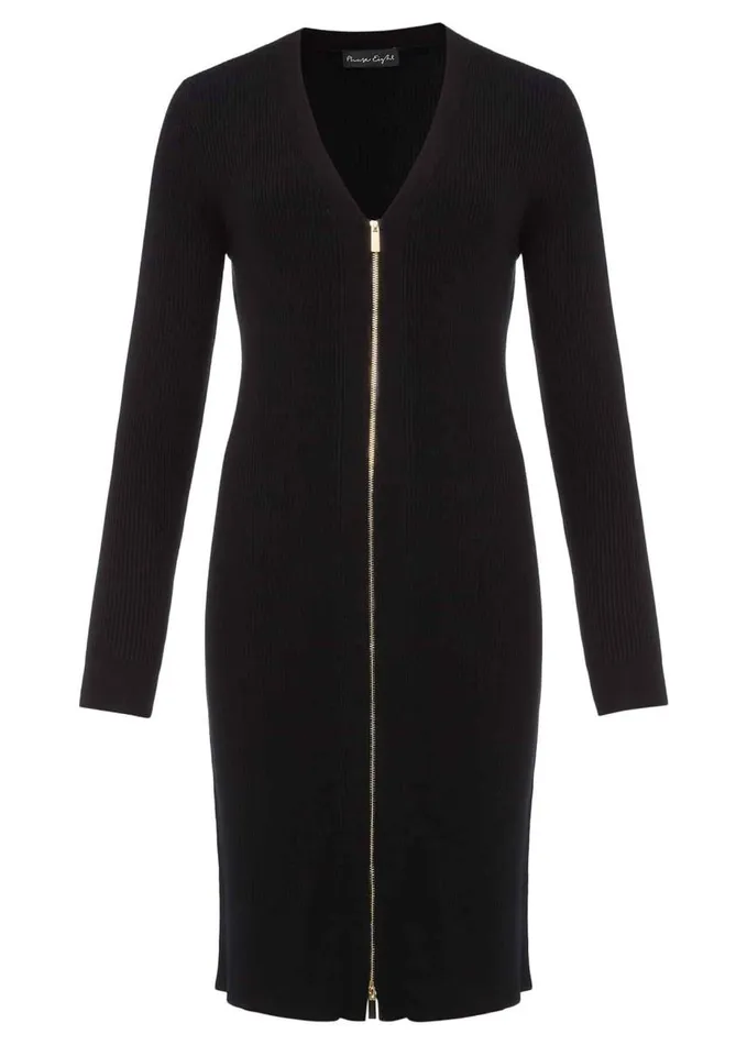 Phase Eight Milla Multiway Zip Ribbed Tunic Dress Black Women Dresses