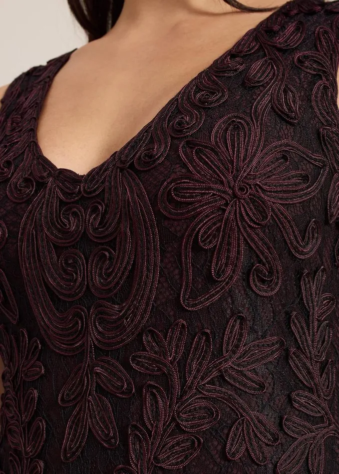Phase Eight Montee Burgundy Tapework Maxi Dress Burgundy Women Dresses