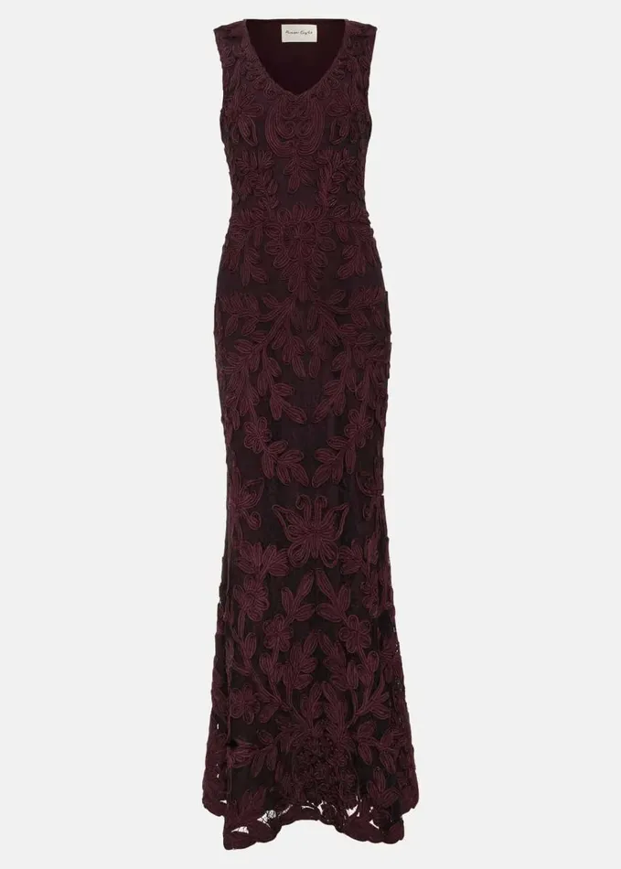 Phase Eight Montee Burgundy Tapework Maxi Dress Burgundy Women Dresses