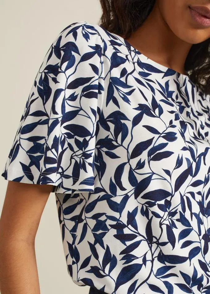 Phase Eight Nayana Leaf Print Top Navywhite Women Tops and TShirts
