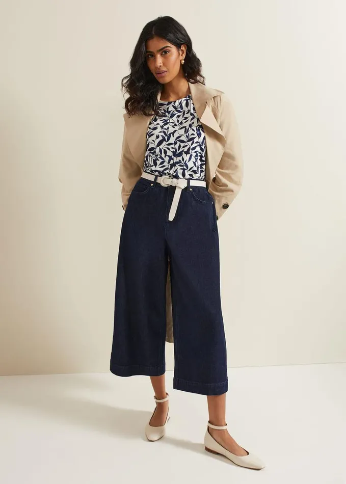 Phase Eight Nayana Leaf Print Top Navywhite Women Tops and TShirts