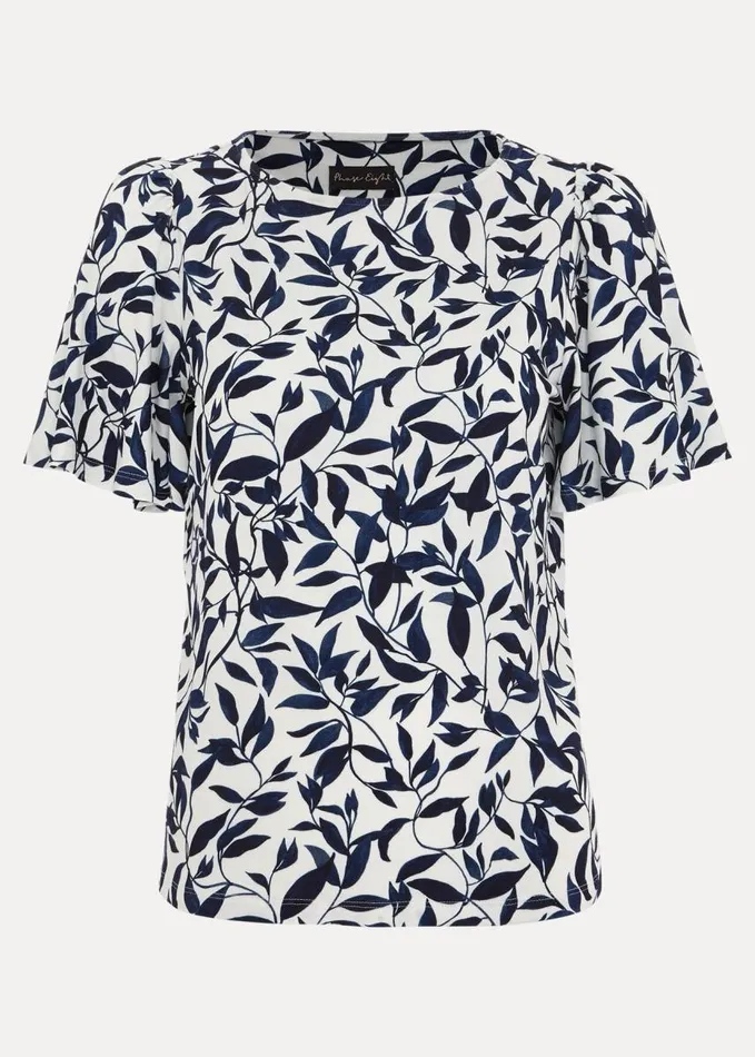 Phase Eight Nayana Leaf Print Top Navywhite Women Tops and TShirts