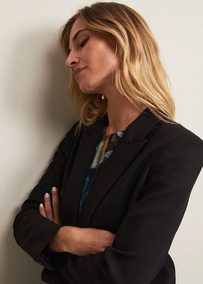 Phase Eight Neah Black Crepe Blazer Black Women Jackets