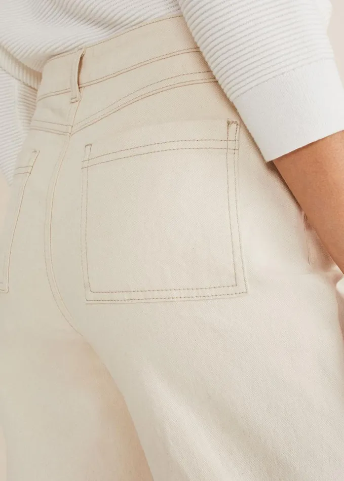 Phase Eight Nell Organic Denim Wide Leg Jean Ecru Women Trousers