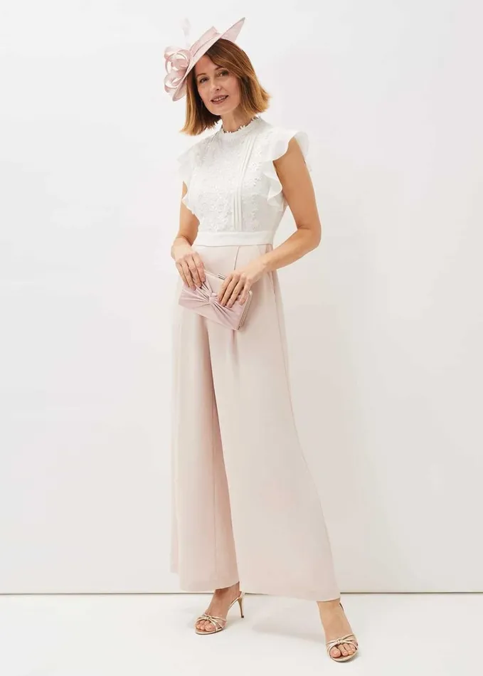 Phase Eight Niamh Lace Bodice Wide Leg Jumpsuit Ivorycameo Women Dresses