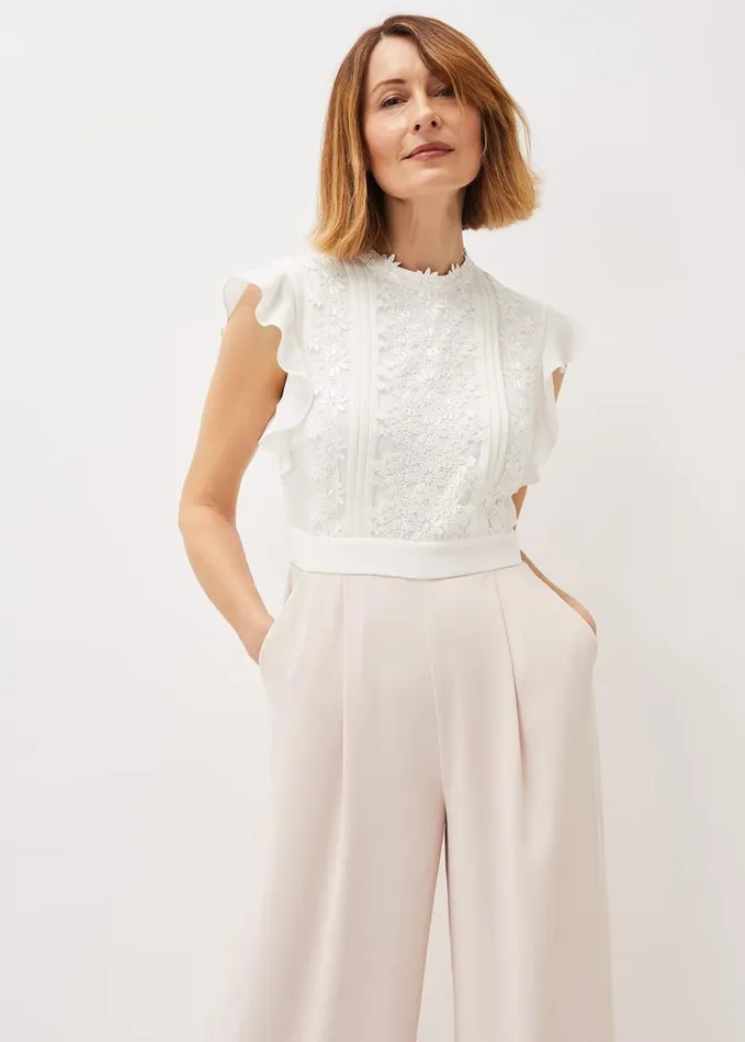 Phase Eight Niamh Lace Bodice Wide Leg Jumpsuit Ivorycameo Women Dresses