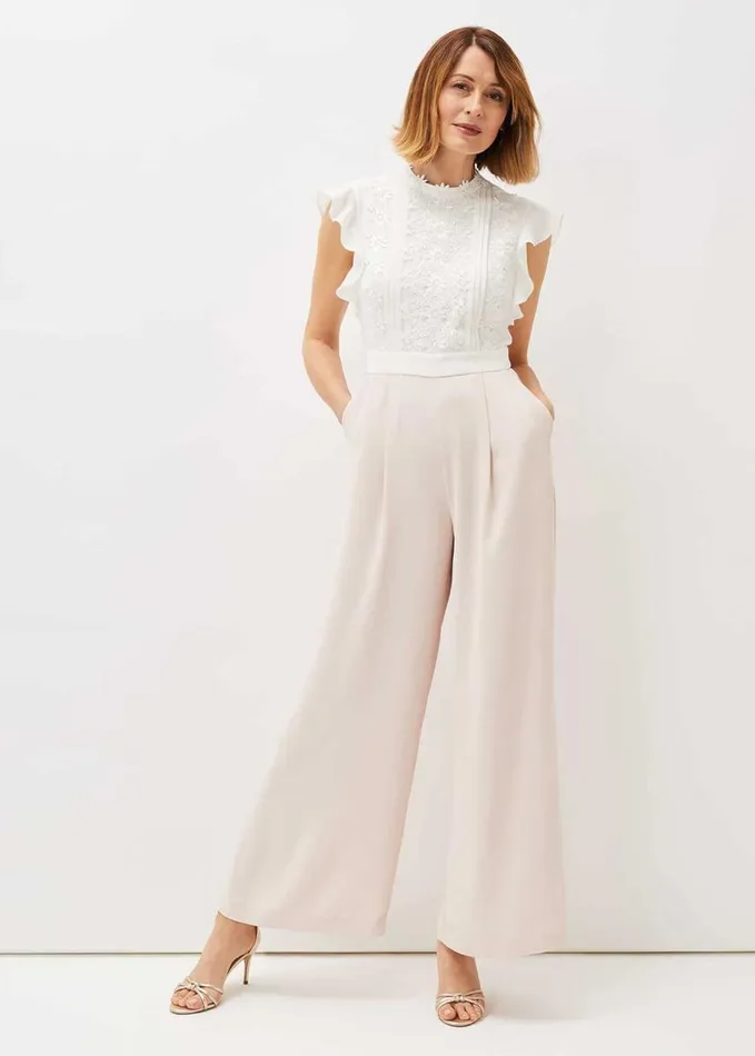 Phase Eight Niamh Lace Bodice Wide Leg Jumpsuit Ivorycameo Women Dresses