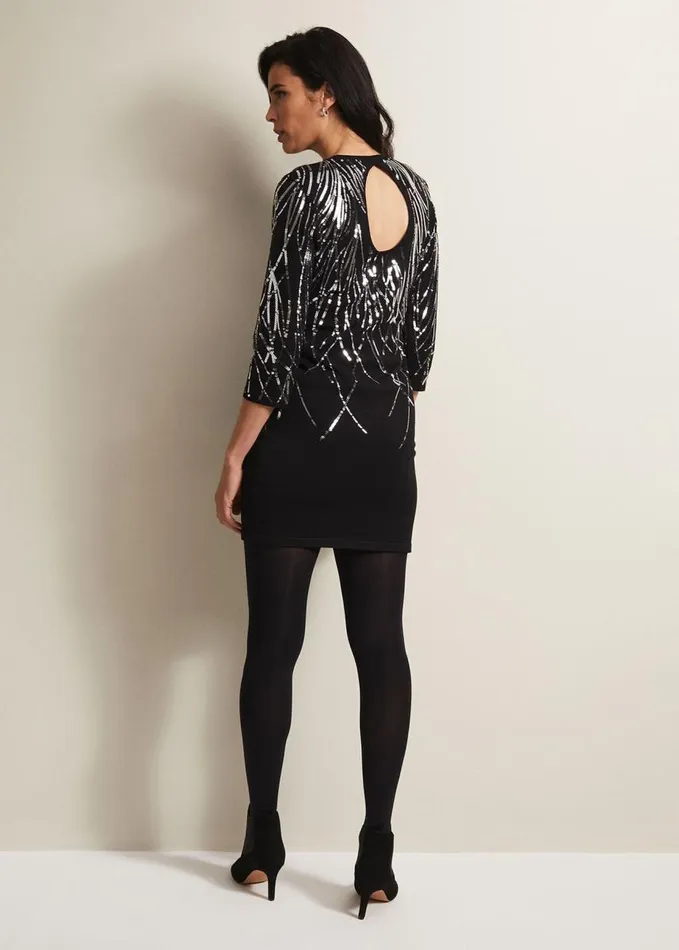 Phase Eight Nikki Sequin Mini Dress Blacksilver Women Dresses