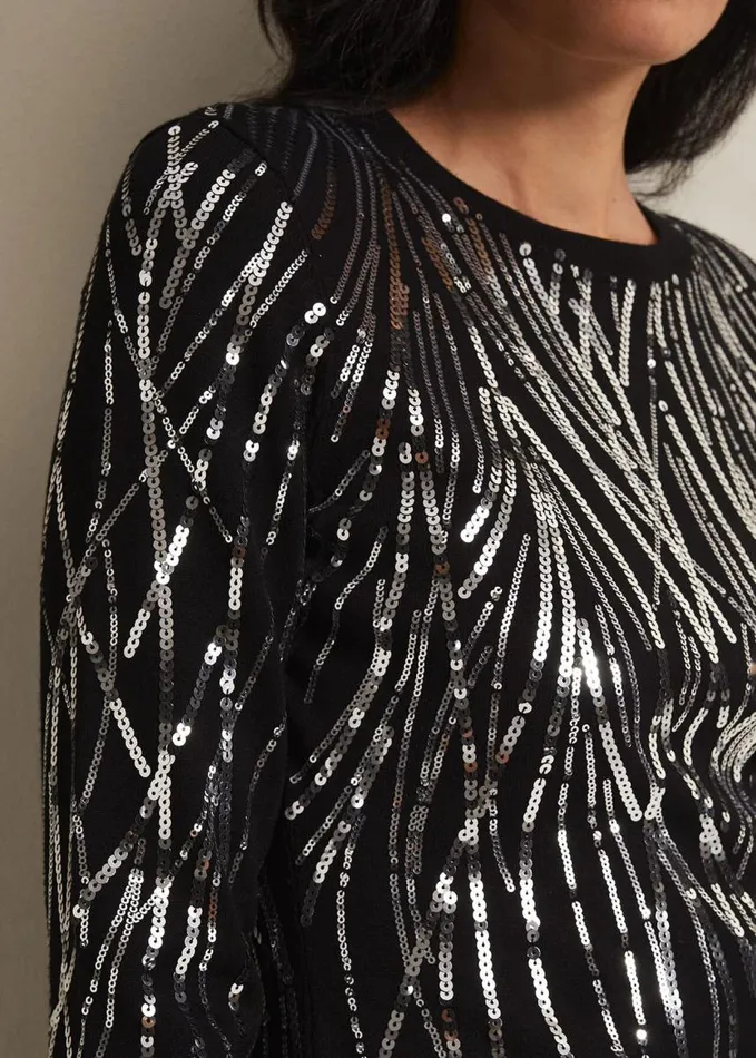 Phase Eight Nikki Sequin Mini Dress Blacksilver Women Dresses