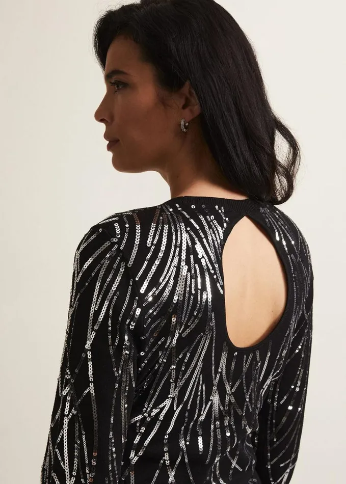 Phase Eight Nikki Sequin Mini Dress Blacksilver Women Dresses