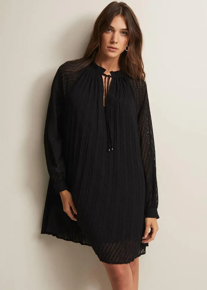 Phase Eight Nikkita Pleated Swing Mini Dress Black Women Dresses