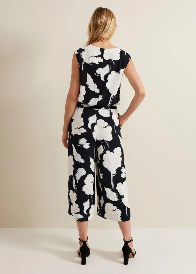 Phase Eight Noelle Floral Print Culotte Navy Women Trousers