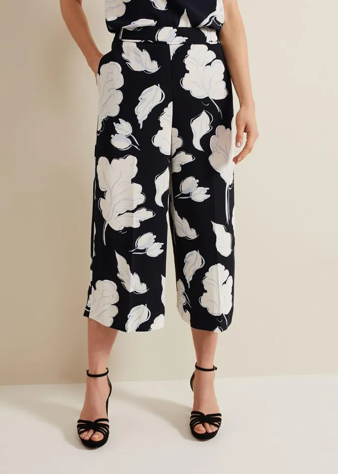 Phase Eight Noelle Floral Print Culotte Navy Women Trousers