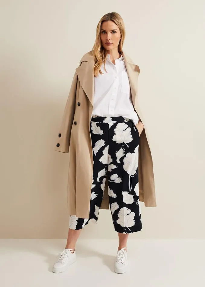 Phase Eight Noelle Floral Print Culotte Navy Women Trousers