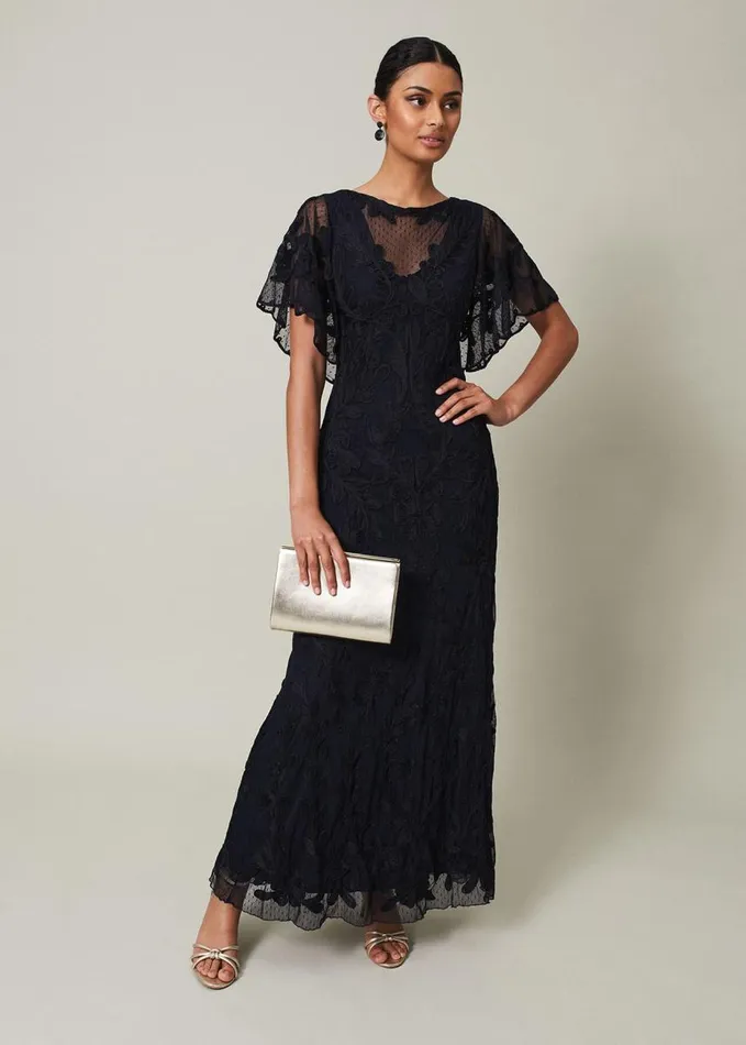 Phase Eight Noelle Navy Tapework Maxi Dress Navy Women Dresses
