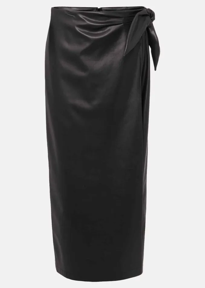 Phase Eight Noha Faux Leather Wrap Maxi Skirt Black Women Skirts