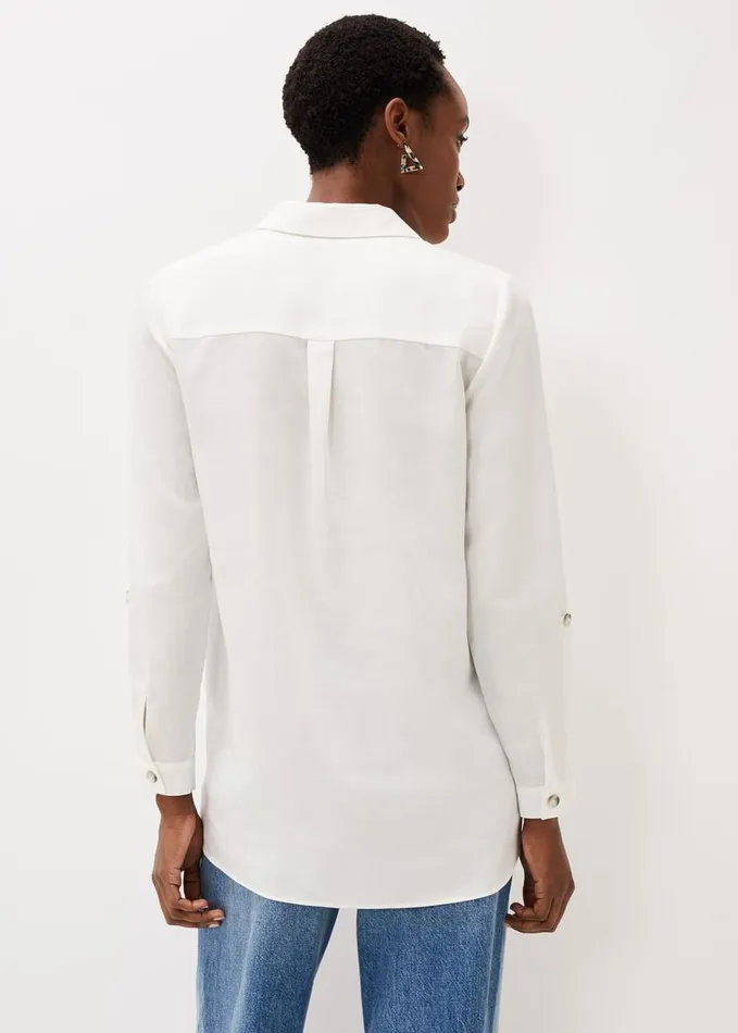 Phase Eight Nora Button Hem Tunic Shirt White Women Shirts and Blouses