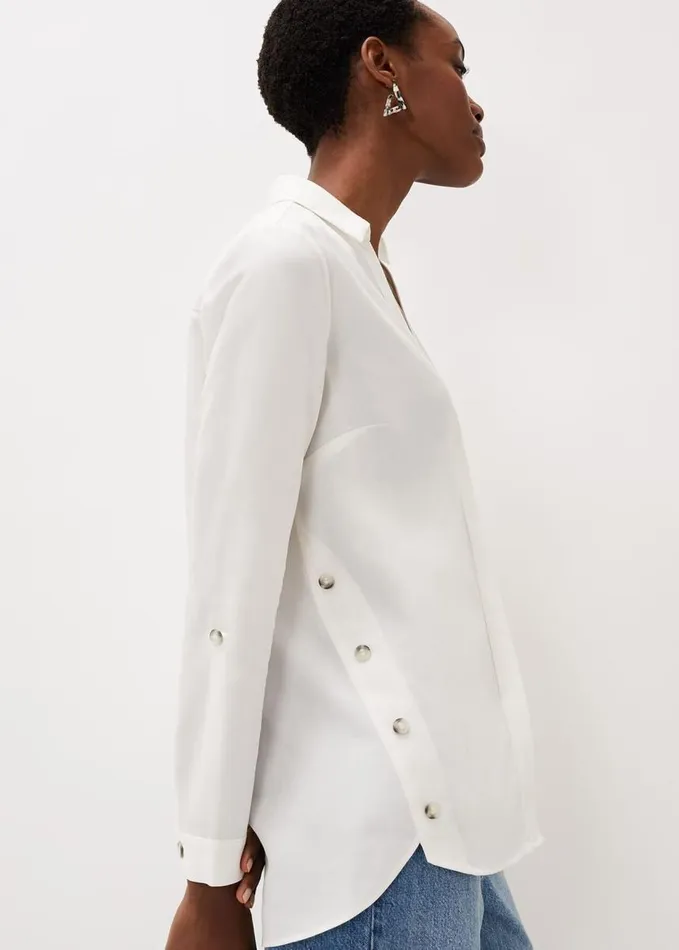 Phase Eight Nora Button Hem Tunic Shirt White Women Shirts and Blouses