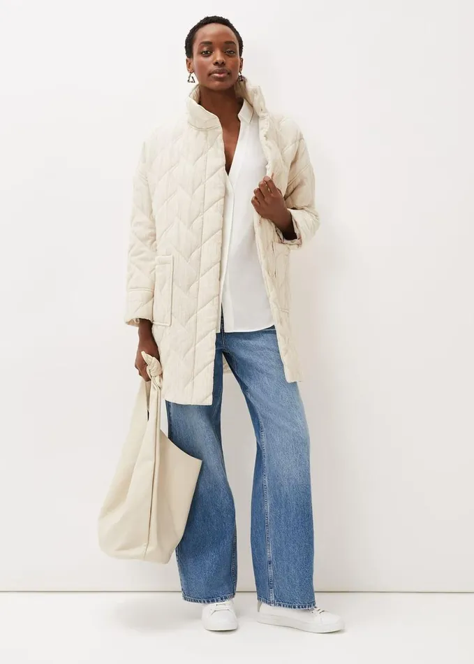 Phase Eight Nora Button Hem Tunic Shirt White Women Shirts and Blouses