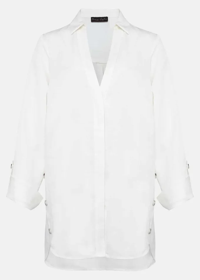 Phase Eight Nora Button Hem Tunic Shirt White Women Shirts and Blouses