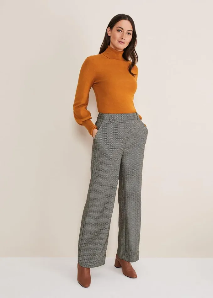 Phase Eight Nouria Herringbone Tapered Trouser Blackcream Women Trousers