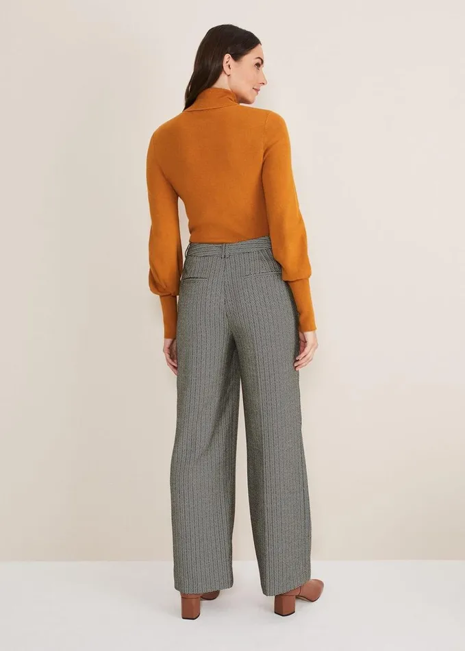 Phase Eight Nouria Herringbone Tapered Trouser Blackcream Women Trousers