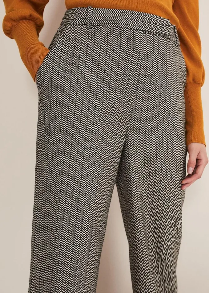 Phase Eight Nouria Herringbone Tapered Trouser Blackcream Women Trousers
