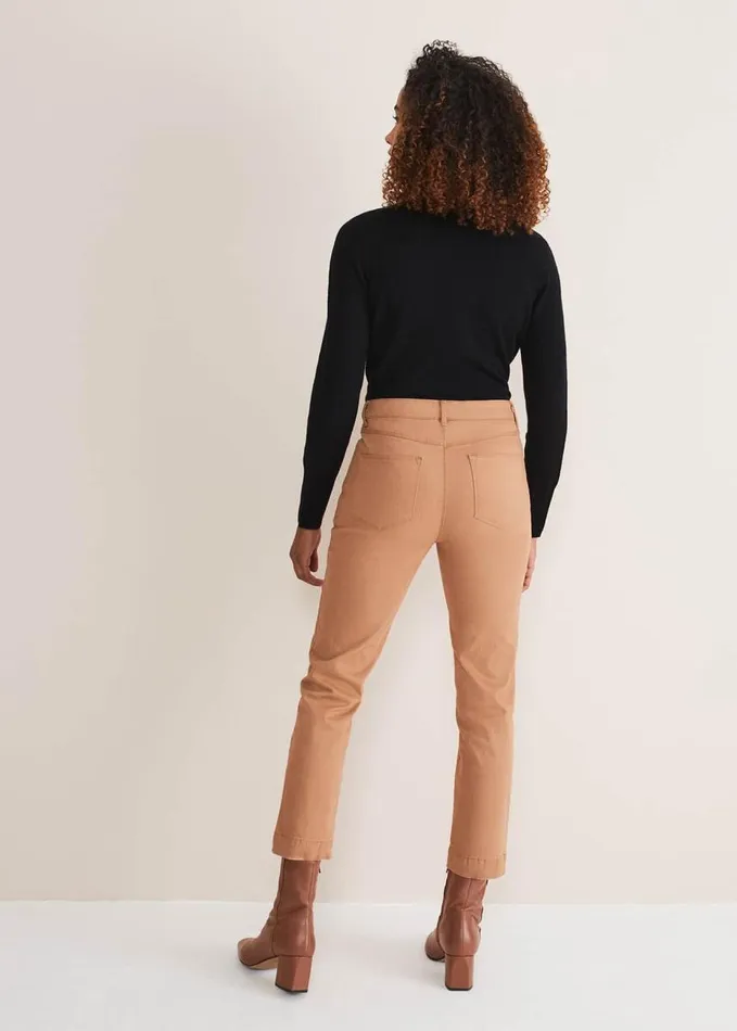 Phase Eight Ocha Straight Leg Jeans Dark Camel Women Trousers