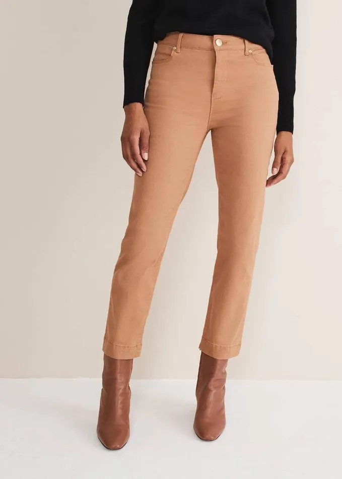 Phase Eight Ocha Straight Leg Jeans Dark Camel Women Trousers