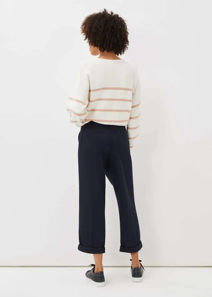 Phase Eight Odette Pleated Crop Trousers Navy Women Trousers