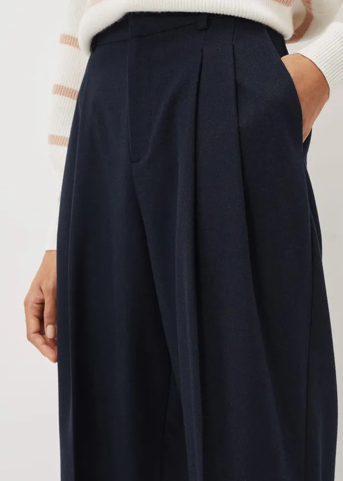 Phase Eight Odette Pleated Crop Trousers Navy Women Trousers