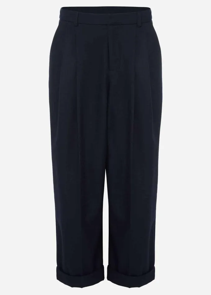 Phase Eight Odette Pleated Crop Trousers Navy Women Trousers