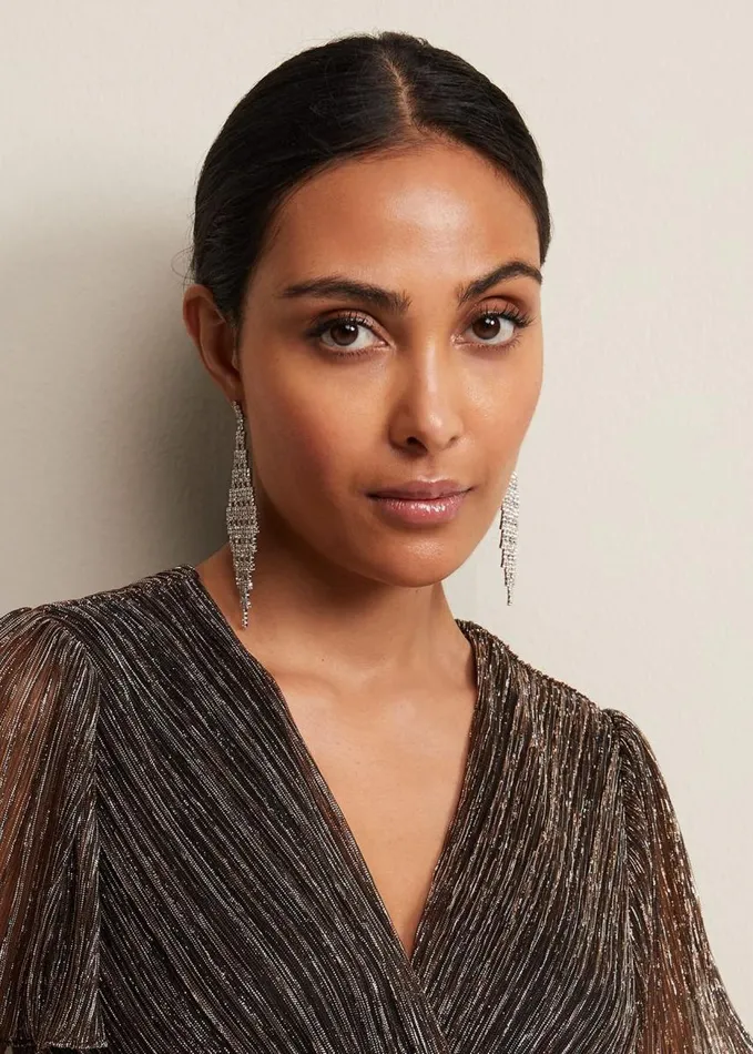 Phase Eight Oversized Stone Drop Earrings Silver Women Jewellery