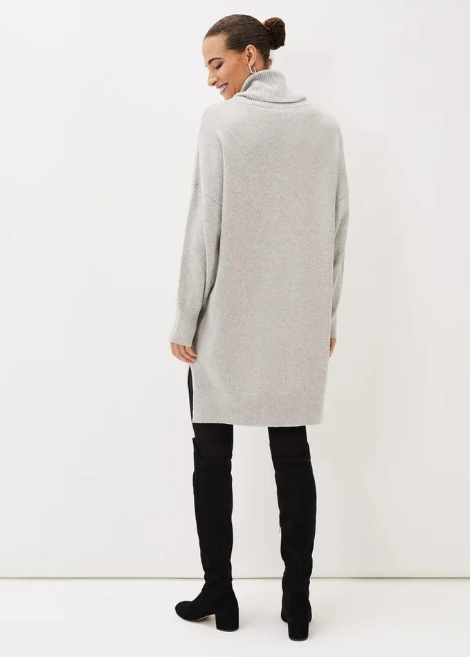 Phase Eight Palmer Cowl Neck Jumper Dress Grey Women Dresses