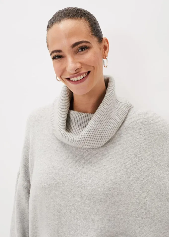 Phase Eight Palmer Cowl Neck Jumper Dress Grey Women Dresses