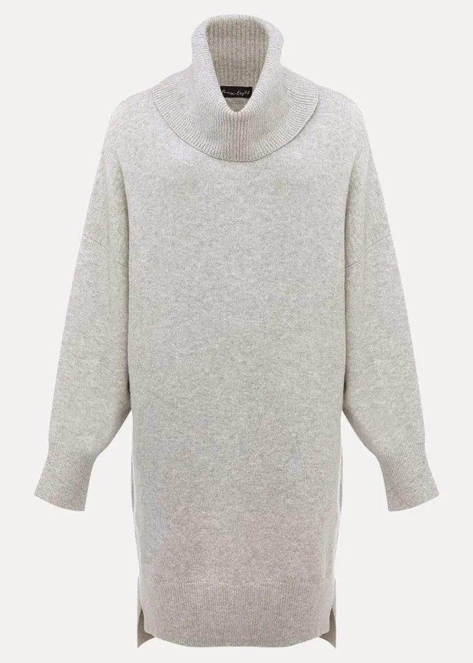 Phase Eight Palmer Cowl Neck Jumper Dress Grey Women Dresses