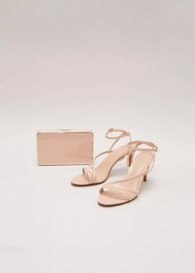 Phase Eight Patent Barely There Strappy Sandal Pale Pink Women Occasion Shoes