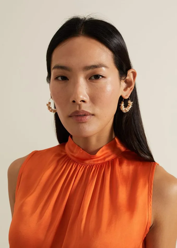 Phase Eight Pearl Detail Hoop Earrings Gold Women Jewellery