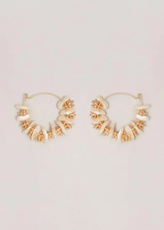 Phase Eight Pearl Detail Hoop Earrings Gold Women Jewellery