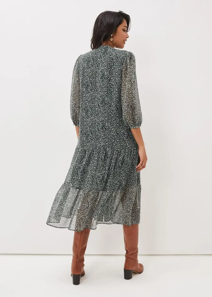 Phase Eight Penele Ditsy Print Chiffon Midi Dress Greenivory Women Dresses