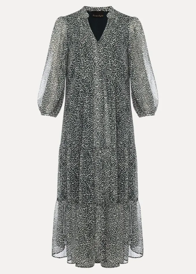 Phase Eight Penele Ditsy Print Chiffon Midi Dress Greenivory Women Dresses