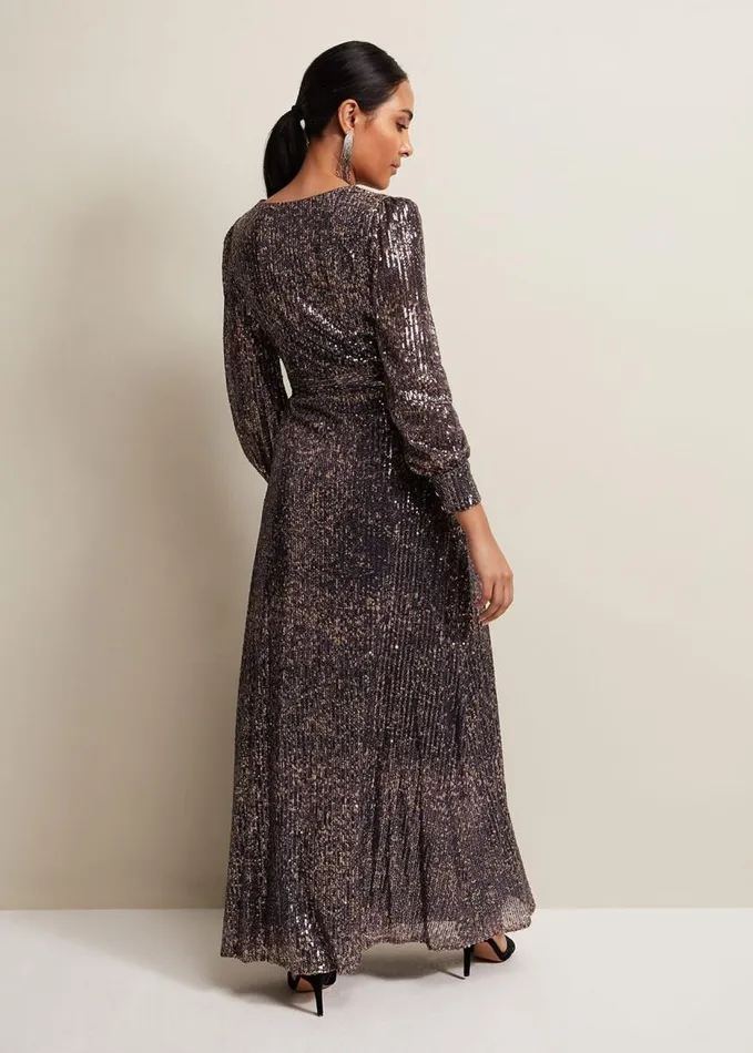 Phase Eight Petite Amily Sequin Maxi Dress Rose Gold Women Dresses