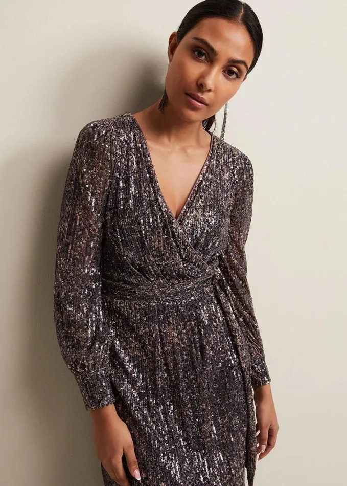 Phase Eight Petite Amily Sequin Maxi Dress Rose Gold Women Dresses