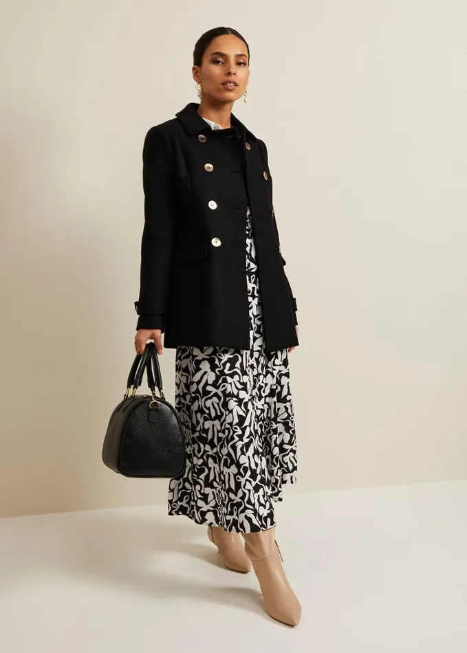 Phase Eight Petite Bonnie Black Bow Shirt Midi Dress Blackivory Women Dresses