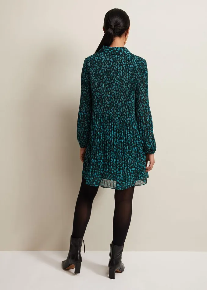 Phase Eight Petite Ella Ditsy Pleated Mini Dress Green Women Petite Dresses