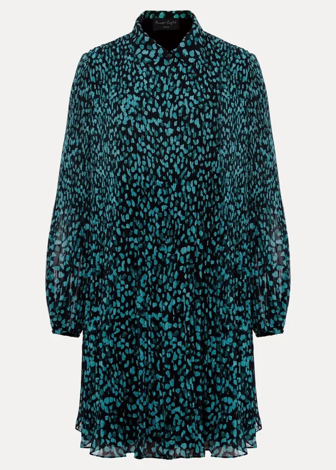 Phase Eight Petite Ella Ditsy Pleated Mini Dress Green Women Petite Dresses